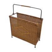 Porte revues en osier et métal, vintage années 60-70