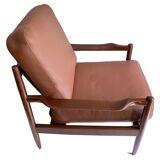 Pair of Scandinavian Teak and Leather Armchairs, 1960s