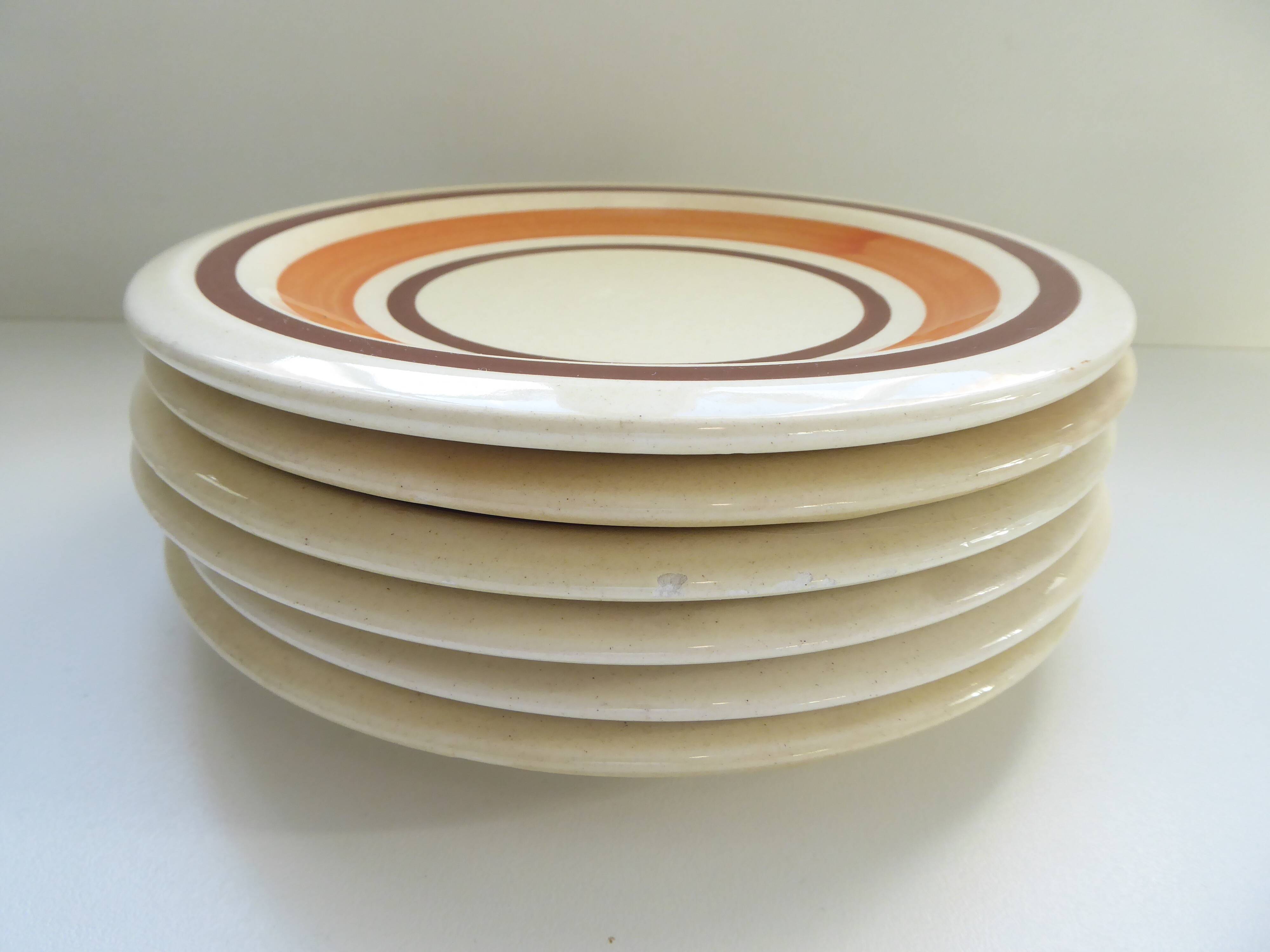 Set of 6 Vintage Earthenware Dessert Plates