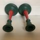 Pair of candlesticks in cast iron and wood