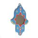Moroccan painted wooden mirror in the shape of a hand, 1970s