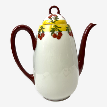 Verseuse cafetière cerise en porcelaine de Limoges