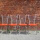 Ensemble de 4 chaises de salle à manger ou de cuisine happy orange, Allemagne 1960