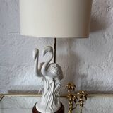 Porcelain lamp with pink flamingos from the 1980s.