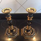 Pair of Gien candlesticks