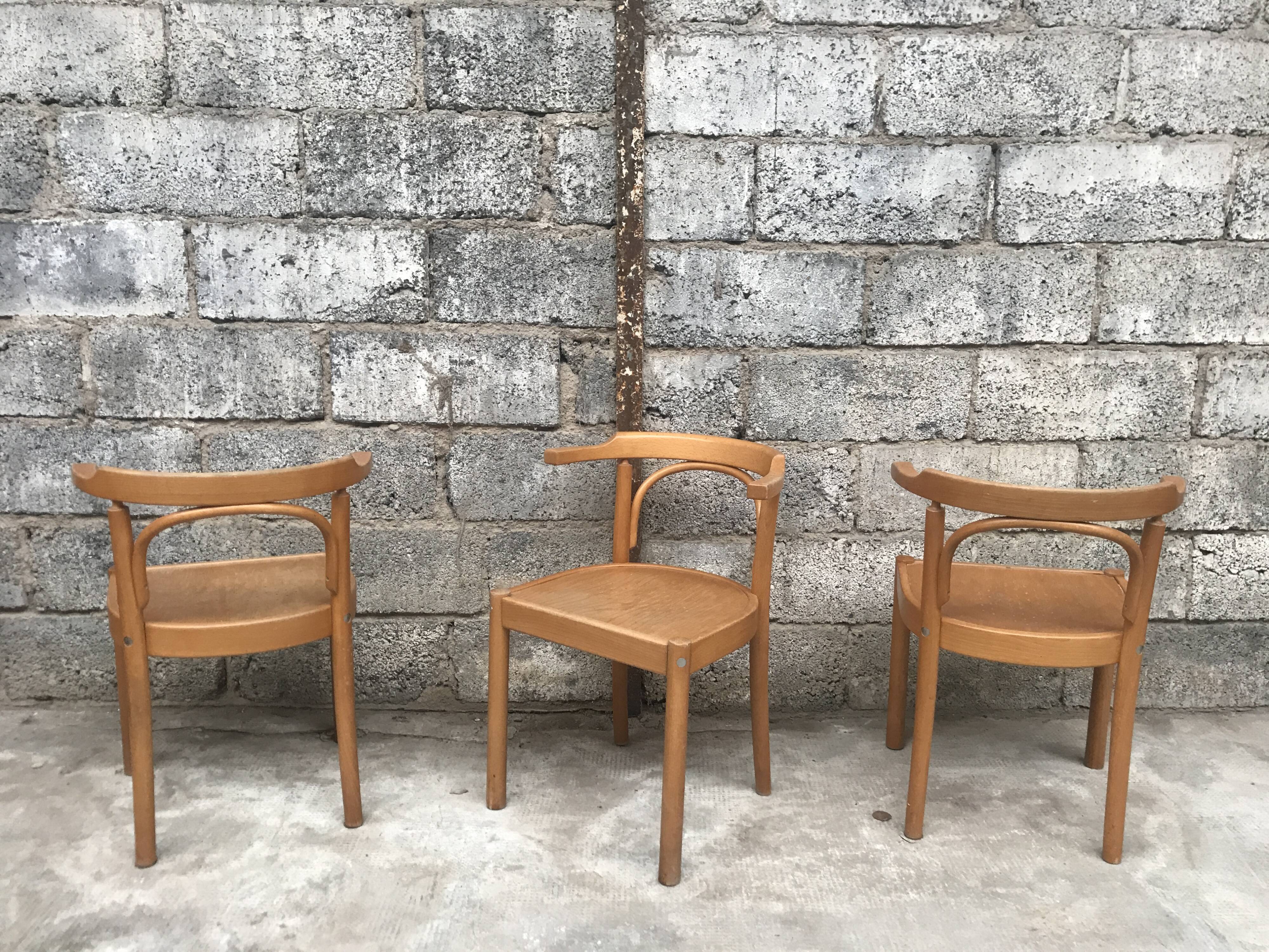 Series of 3 armchairs 1980