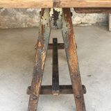 Àncienne table d’atelier sur tréteaux