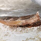 Painting oil on canvas the lighthouse circa 1950 / 60k by karl neumann, seascape, marine sea wave ba