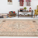 6x9 brown & beige oriental vintage rug 181x291cm