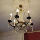 6-light hot air balloon chandelier with crystal pendants, late 19th century