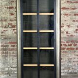 Bibliothèque /meuble de rangement en acier patiné et noire 1980