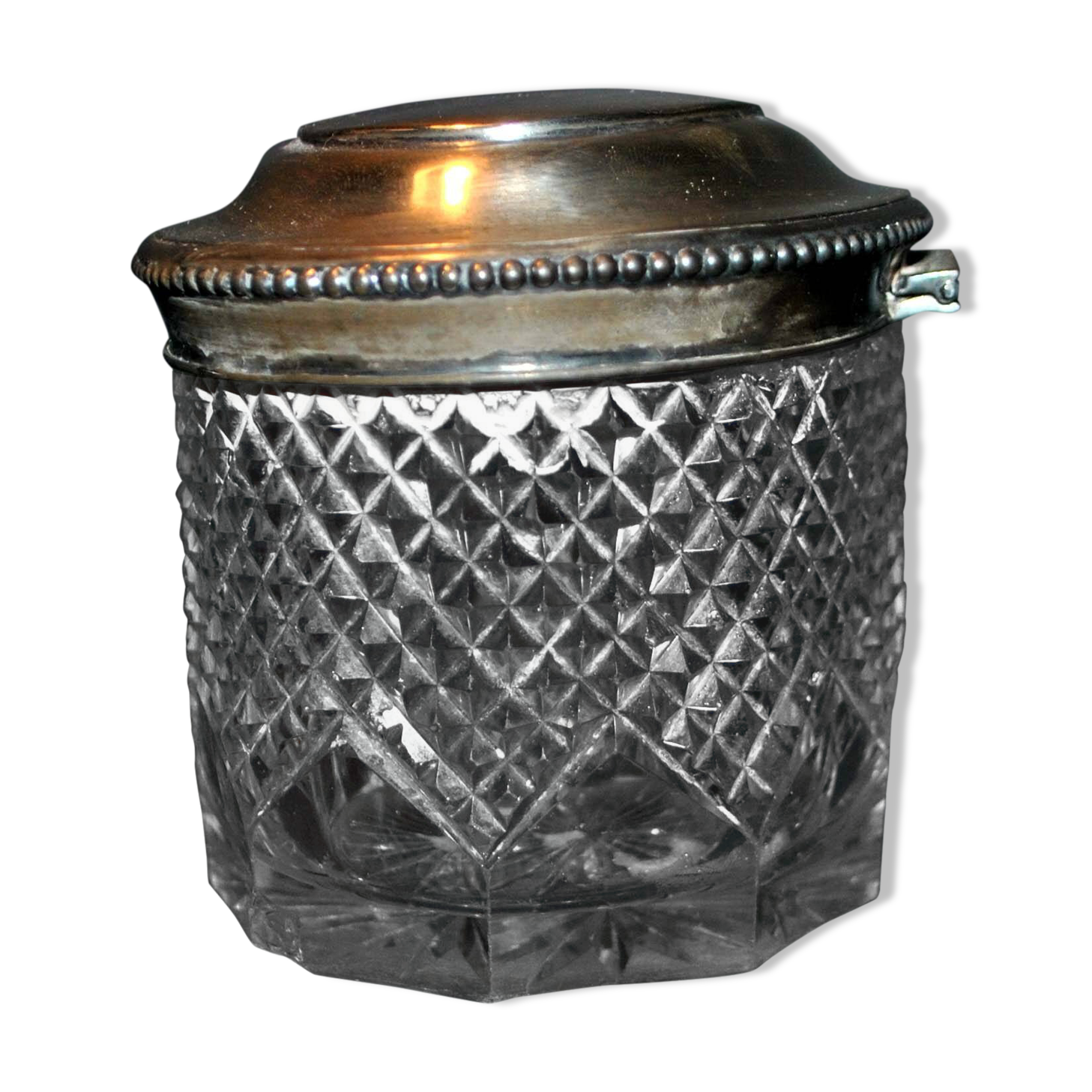 Old box in silver and cut crystal germany hallmark 833
