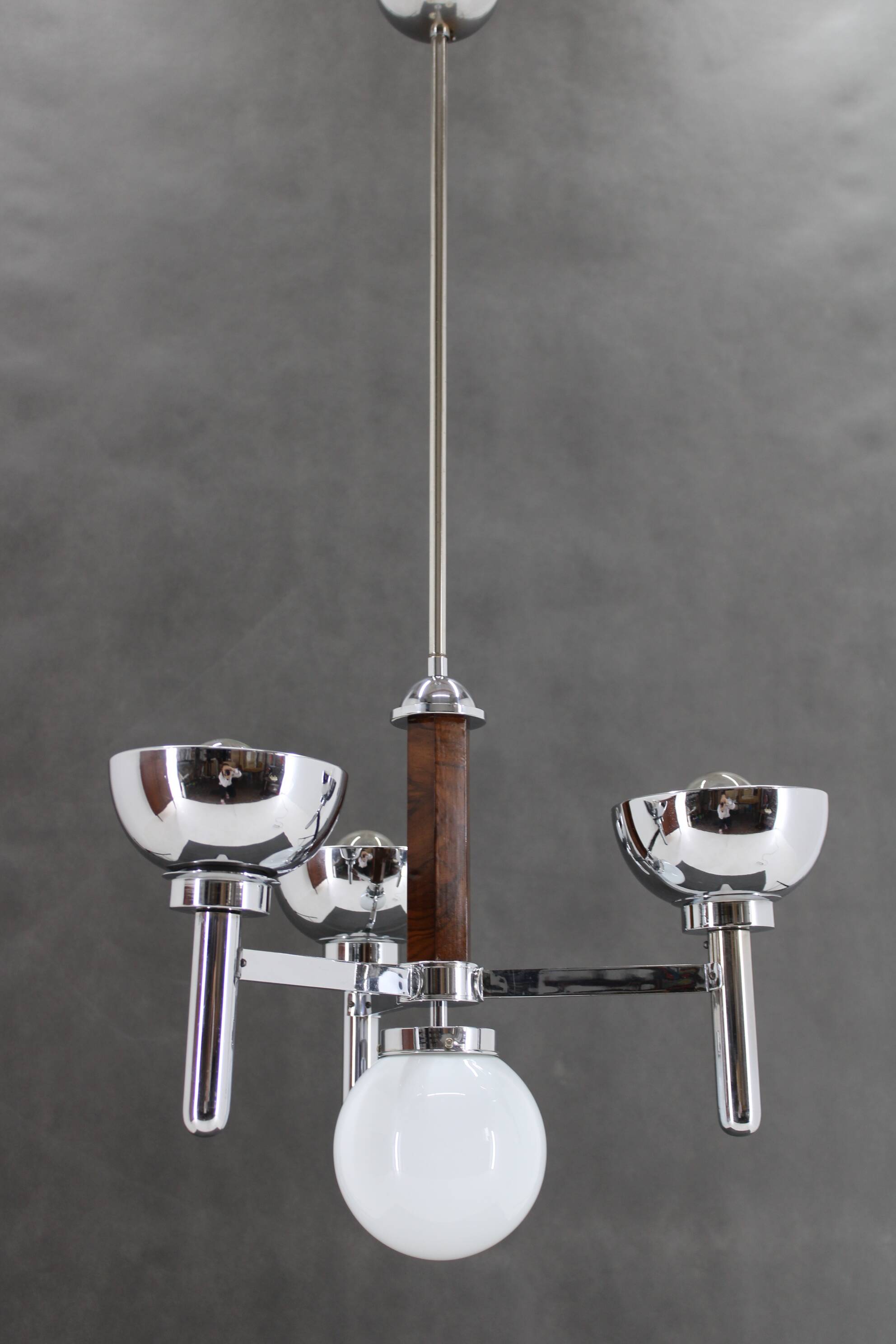 1930s Art Deco Chandelier, Czechoslovakia