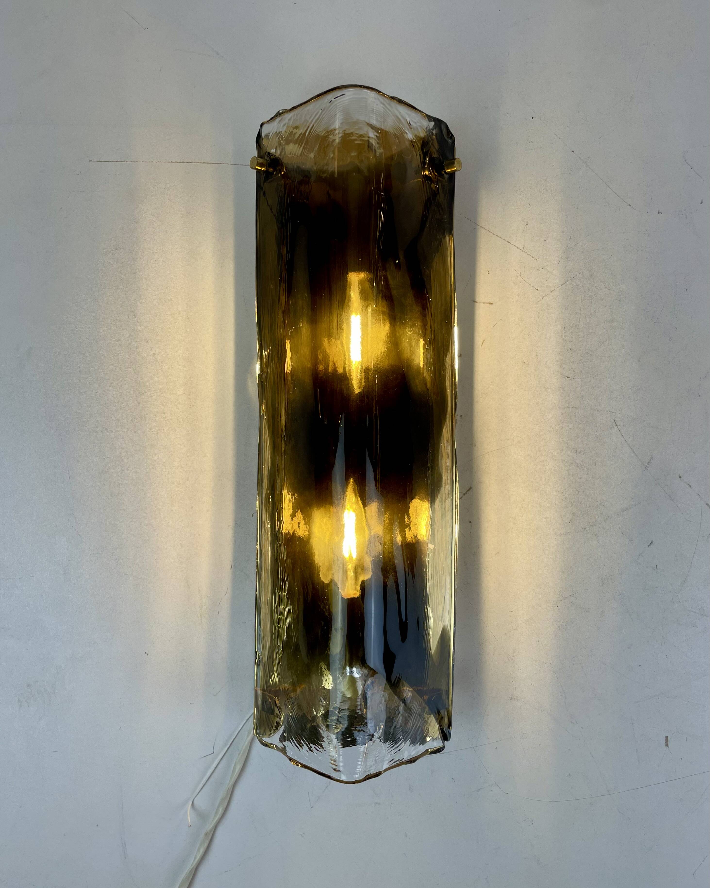 Murano & Brass Wall Lamps by J.T. Kalmar, Austria, 1960s