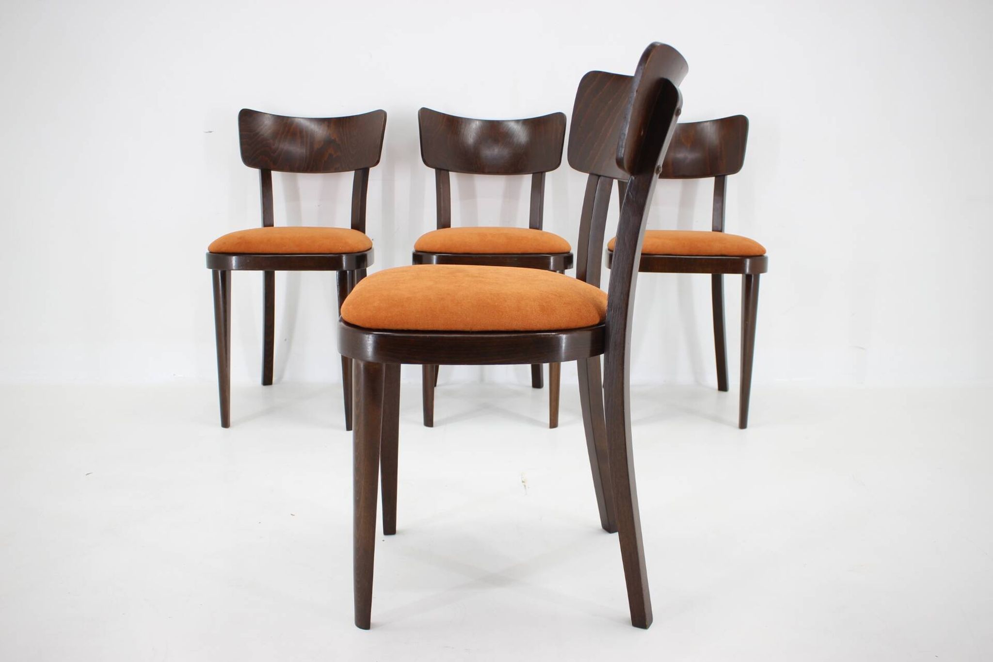 1950s Set of Four Restored Dining Chairs, Czechoslovakia