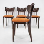 1950s Set of Four Restored Dining Chairs, Czechoslovakia