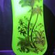 Opaline vase with palm tree decoration in gold (ouraline)