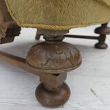 1960s, Danish armchair, furniture cotton/wool fabric, solid oak wood.