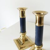 Vintage gilt brass candlesticks, 1970s, set of 2
