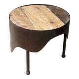 Industrial coffee table in steel and patinated wood