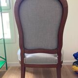 Voltaire armchair in walnut reupholstered