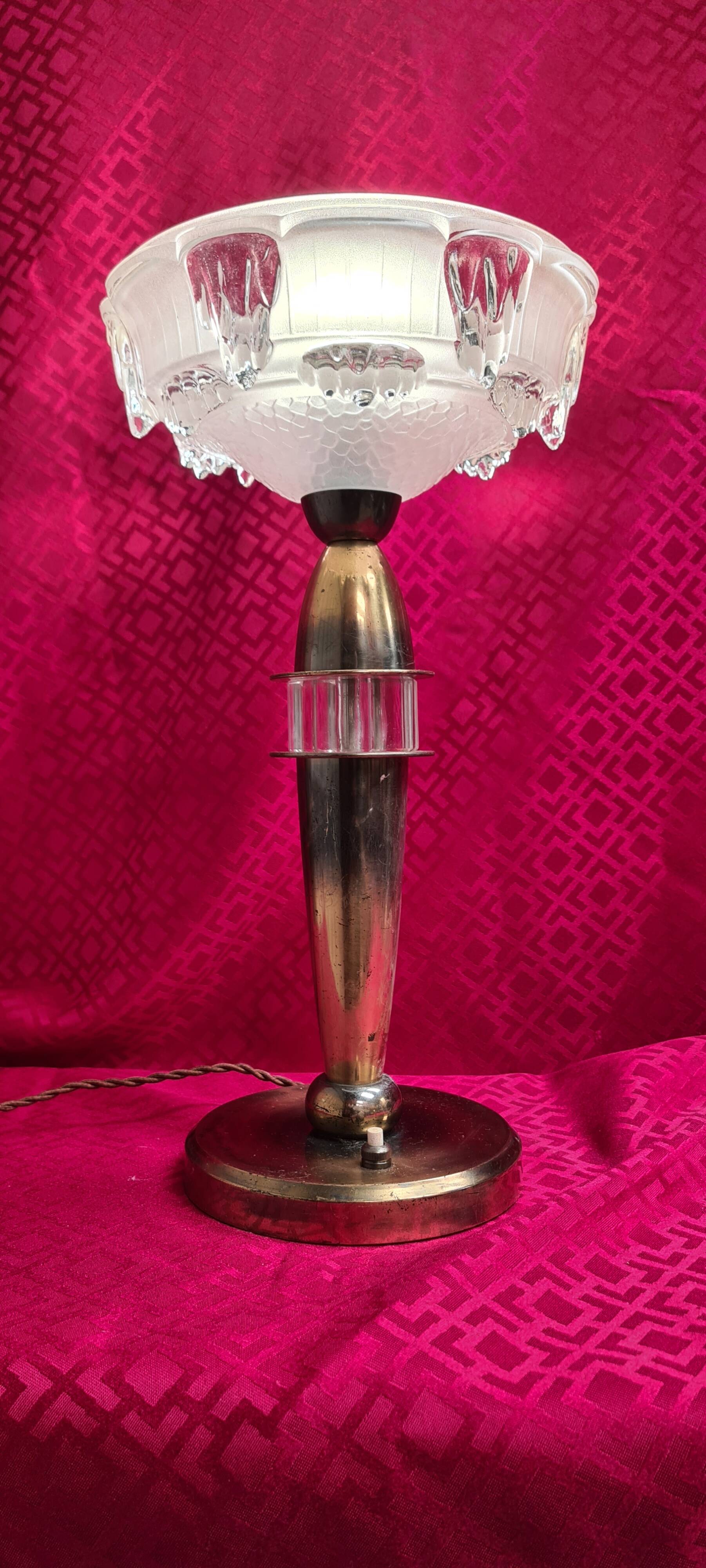 brass chalice lamp ezan type ice cube art deco elec original 37x20