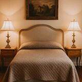 Pair of Louis XV style curved bedside tables in marquetry