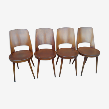 Suite of 4 chairs by Bistrot Baumann model Mondor 1960s