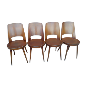 Suite of 4 chairs by Bistrot Baumann model Mondor 1960s