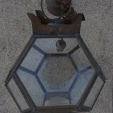 Old lantern in brass and glass with 8 facets or 24 stained glass windows