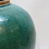 Antique Chinese Ginger Pot 1900 Green Blue Turquoise Enameled Ceramic