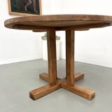 Round pine table "Les Arcs - 1970"