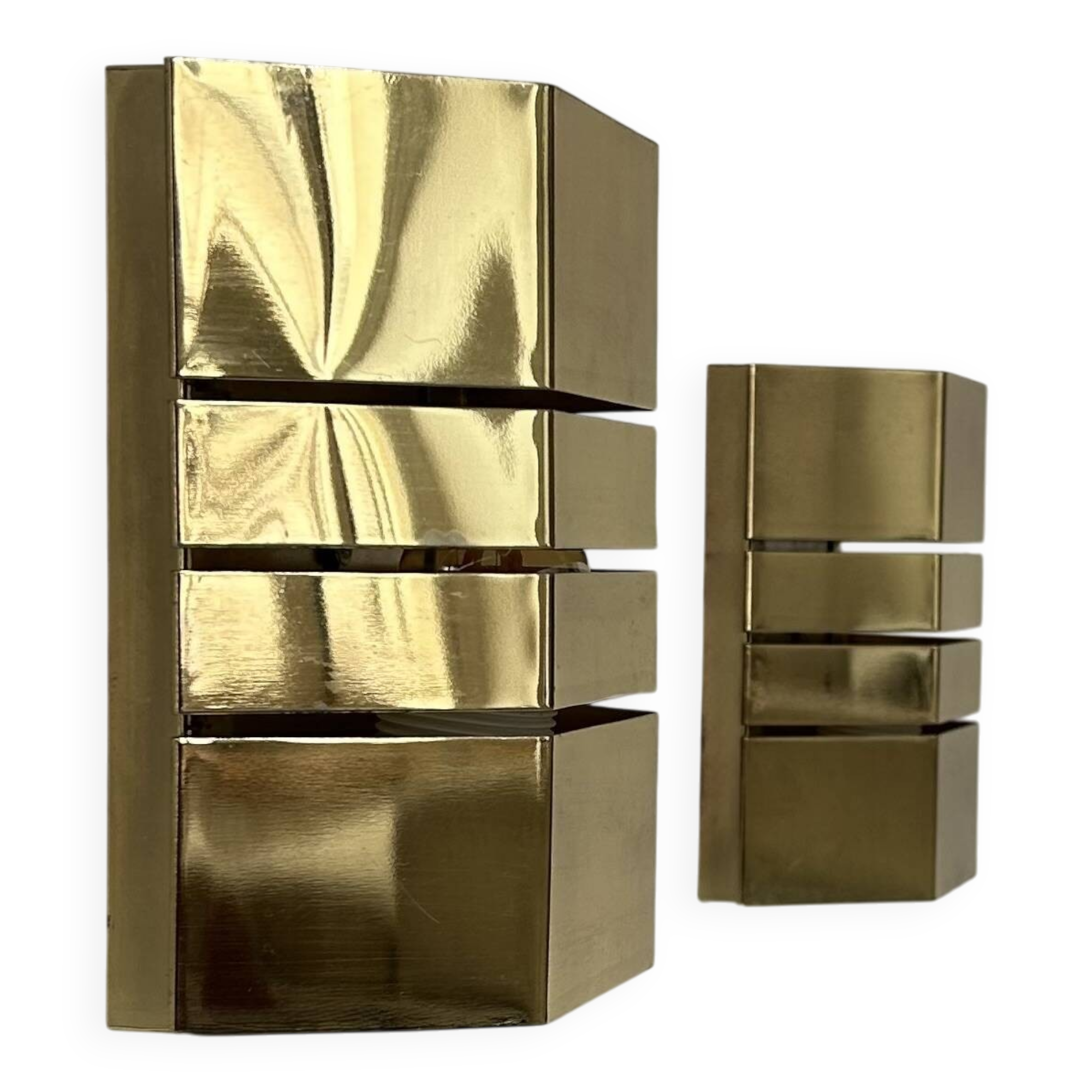 Pair of vintage brass wall lights, France 1970s