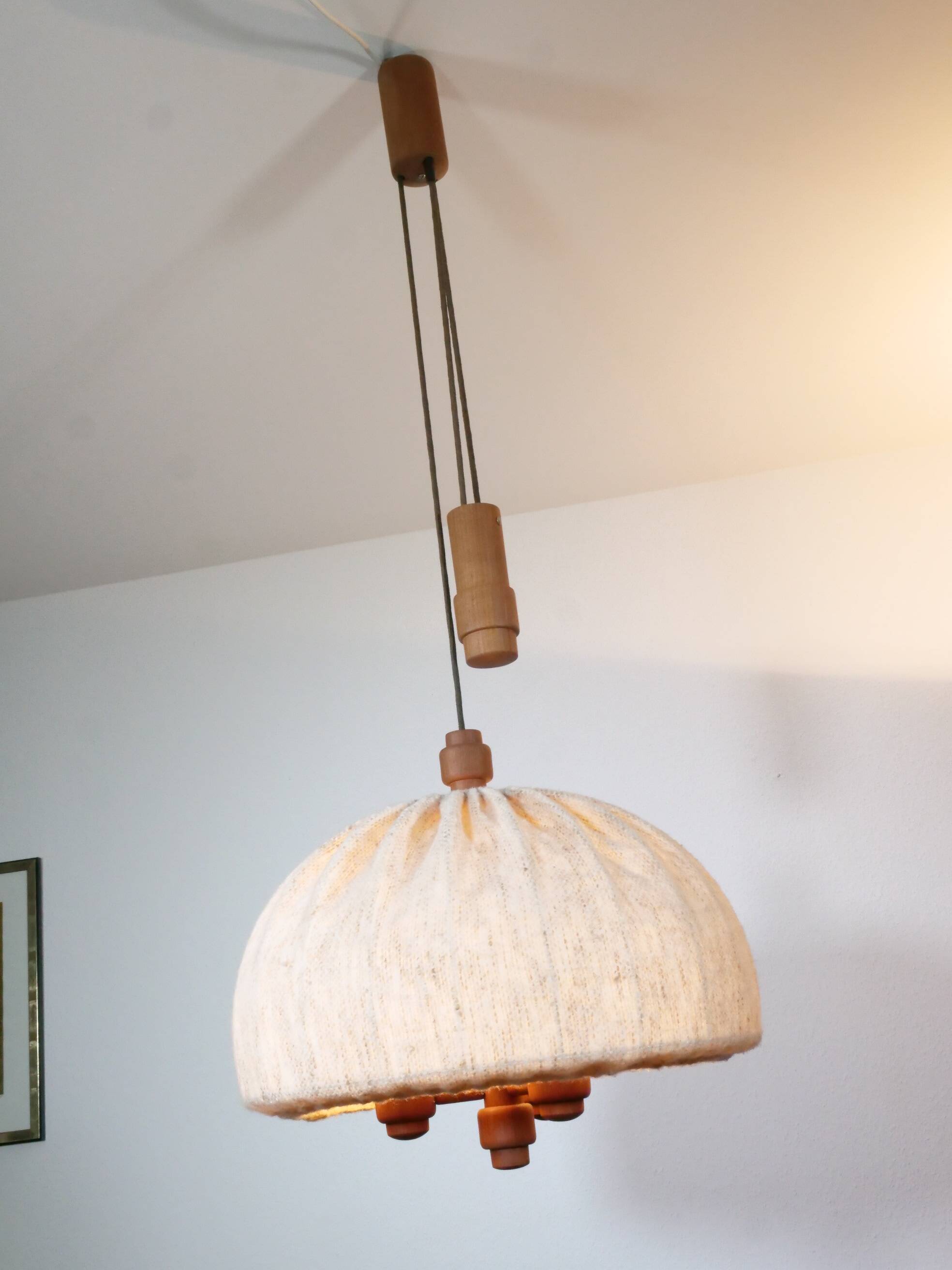 Teak Pull Pendant Ceiling Lamp Domus 1960s