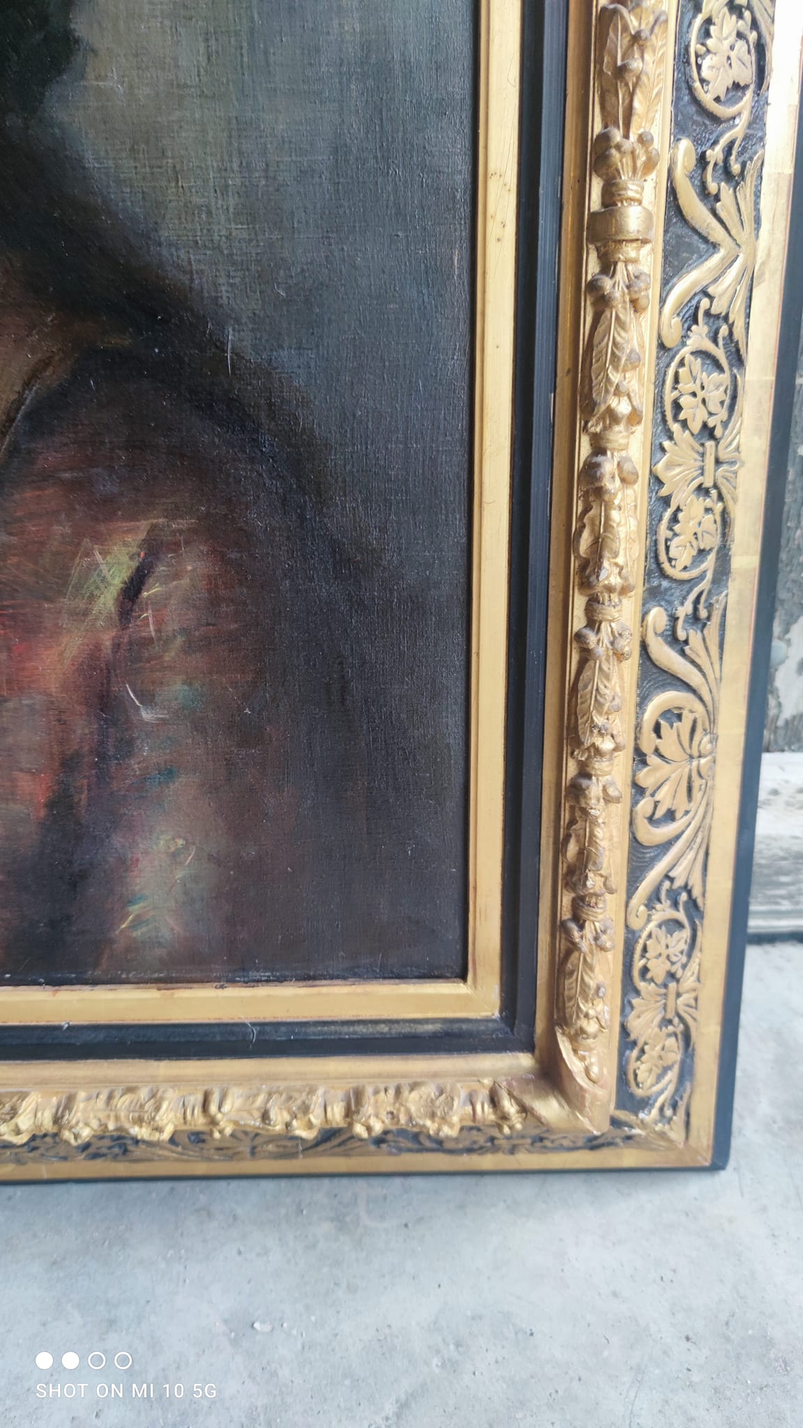 Oil painting on canvas with its beautiful original frame by Fernande Hortense Cécile de Mertens