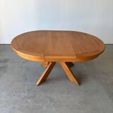 Vintage style extendable oval dining table in solid elm
