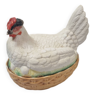 Glazed ceramic hen