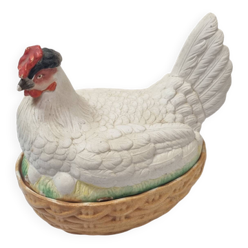 Glazed ceramic hen