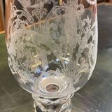 Baccarat crystal lantern with engraved foliage decoration.