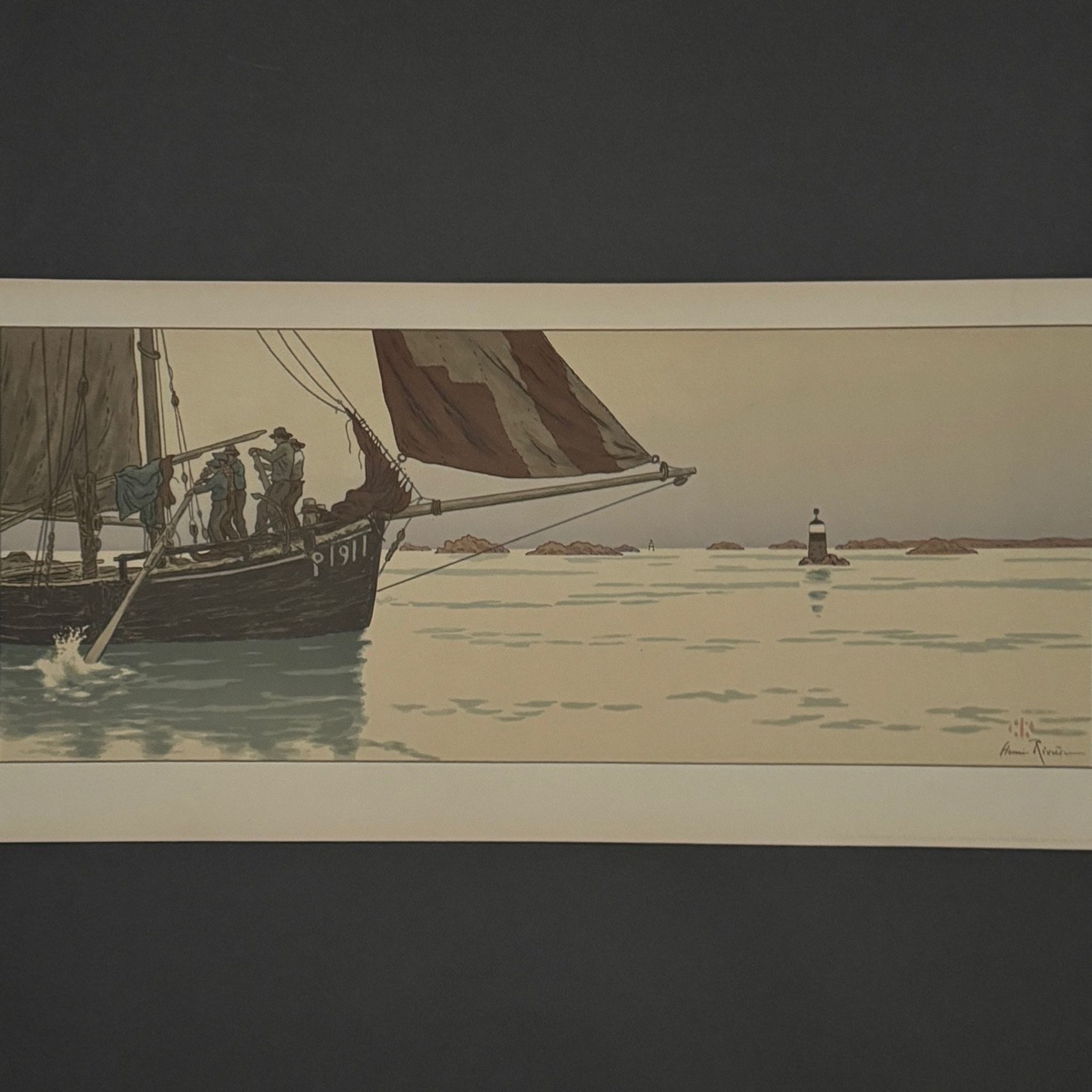Lithograph by Henri Rivière The Enchantment of the Hours - The Calm Sea