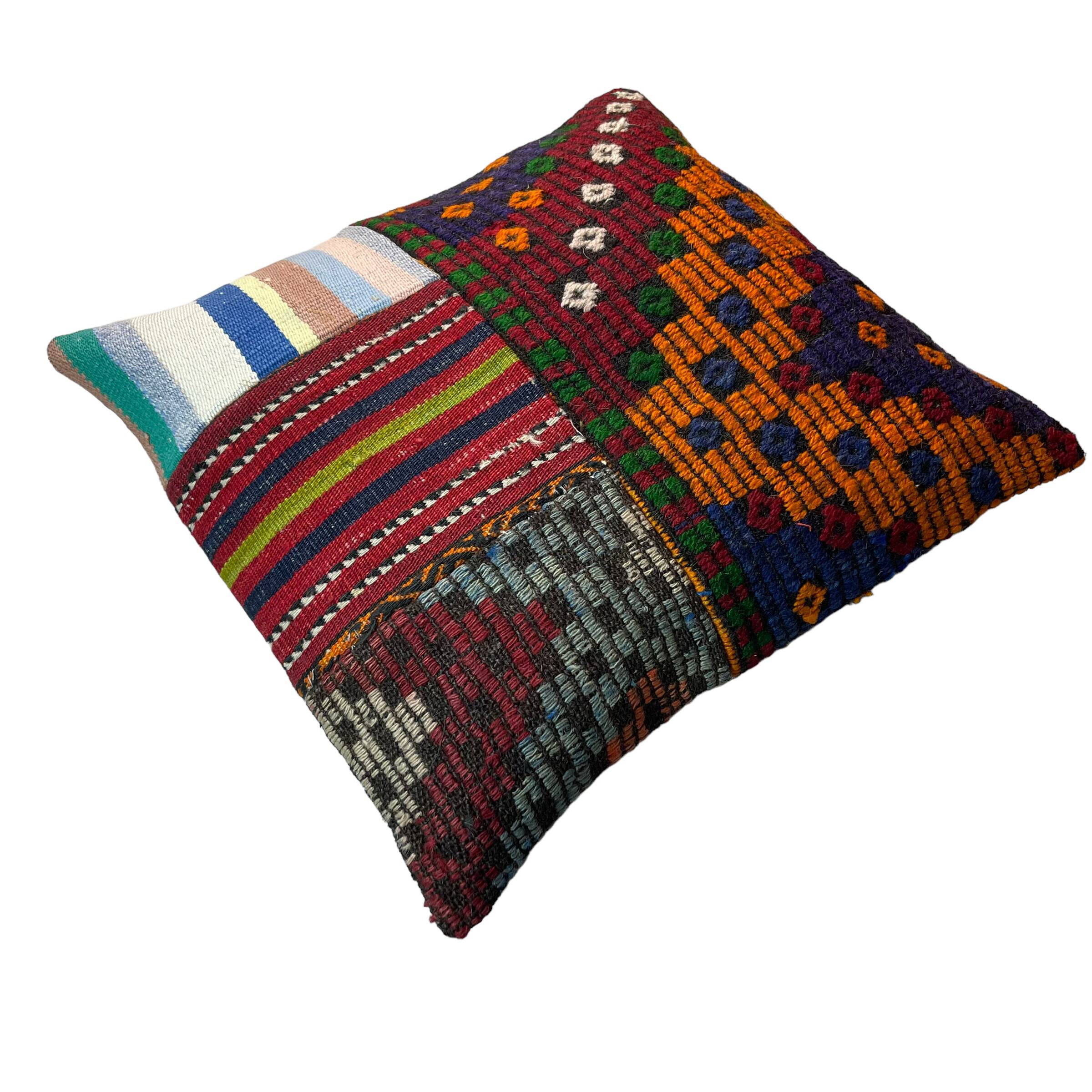 Vintage turkish kilim cushion cover , 55 x 55 cm