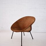 Vintage balloon suede easy chair, 1960s, Hungary