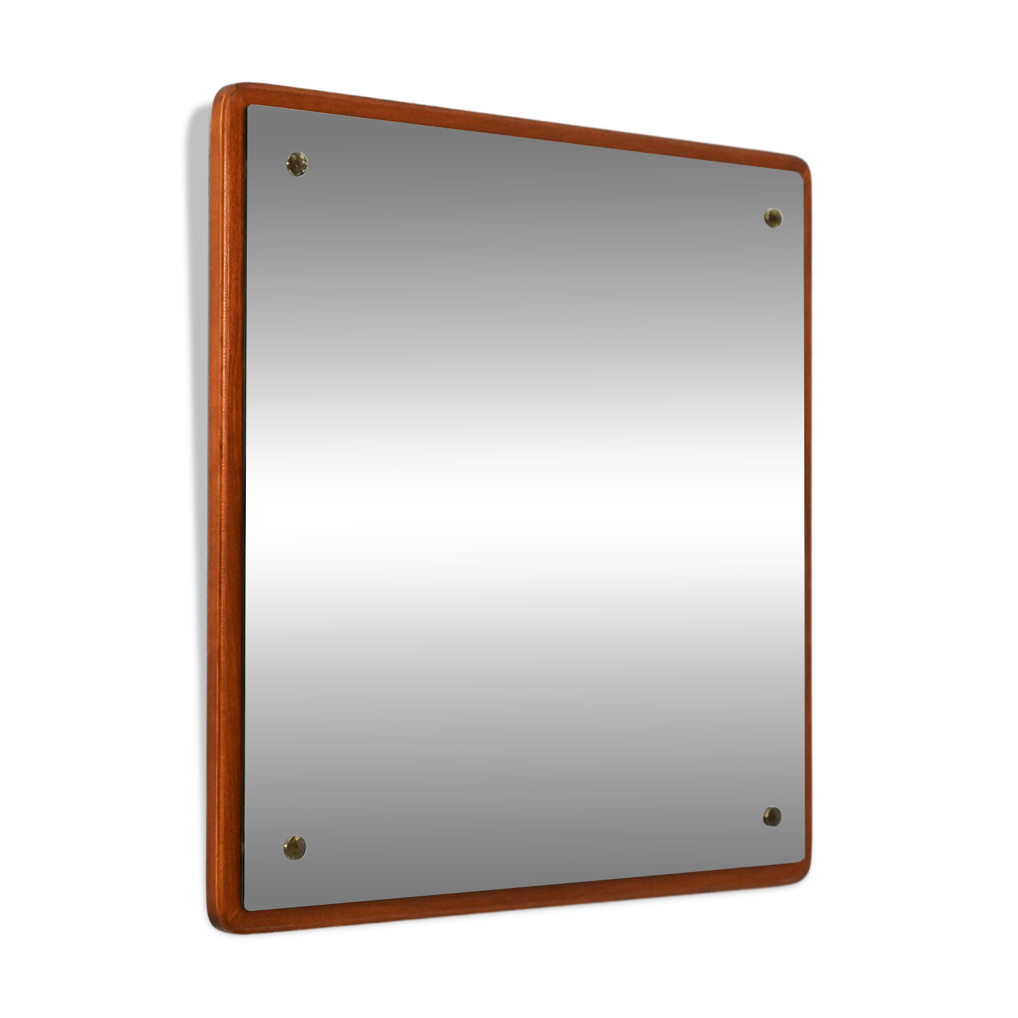 Scandinavian square teak mirror from the 1960s–70s