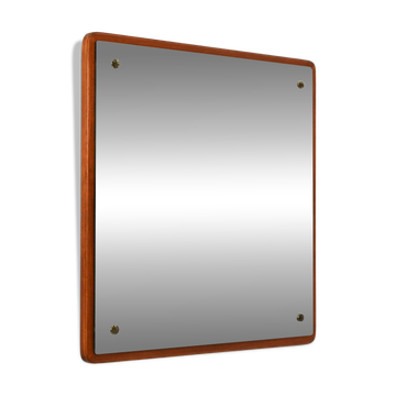 Scandinavian square teak mirror from the 1960s–70s