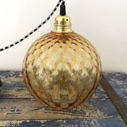 Set of two vintage amber glass pendant lamps electrified to nine