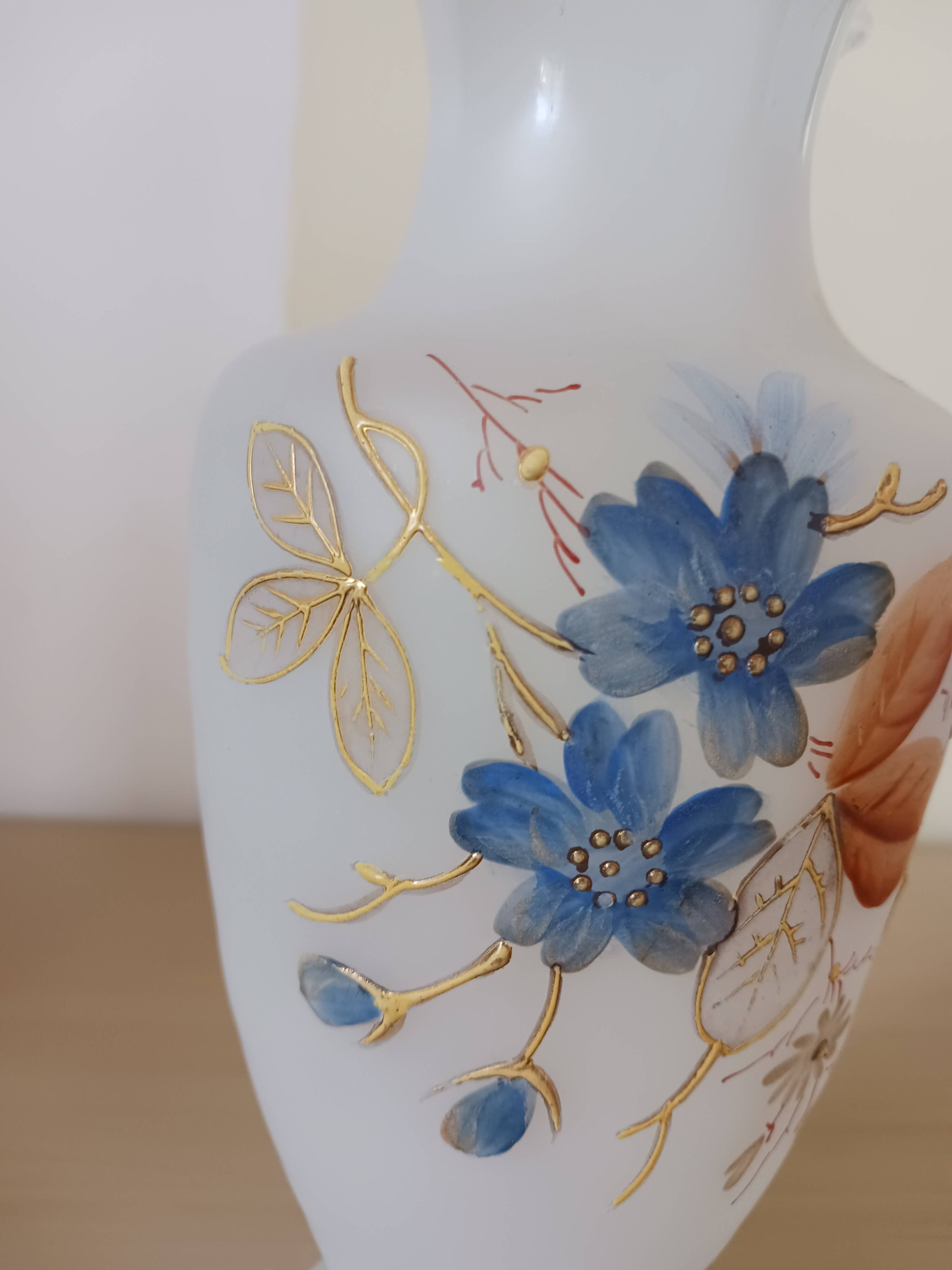 Antique vase, opalescent and floral.