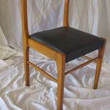 Set of 4 Scandinavian chairs in black faux leather