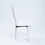 Italian Ycami white leather sculptural highback chairs, 1980s