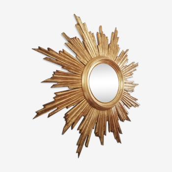 Golden wood sun mirror - 70cm