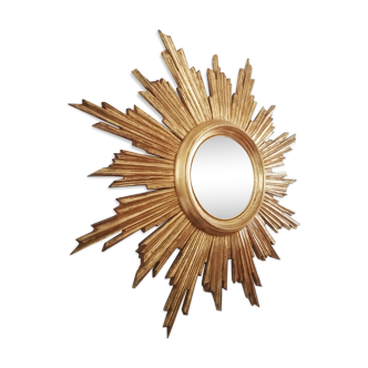 Miroir soleil bois doré - 70cm